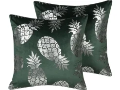 Dekokissen Ananas-Motiv Samtstoff Dunkelgrun 45 X 45 Cm 2Er Set Astilbe