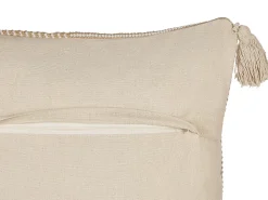 Dekokissen Baumwolle Beige Mit Quasten 45 X 45 Cm Aralia