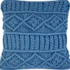 Dekokissen Baumwolle Blau Makramee 45 X 45 Cm Karatas