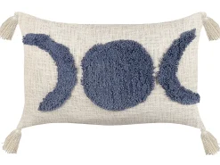 Dekokissen Baumwolle Getuftet Beige / Blau Mit Quasten 35 X 55 Cm Lupinus