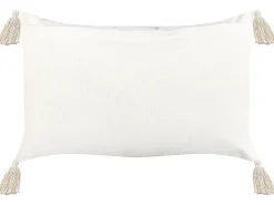 Dekokissen Baumwolle Getuftet Beige / Blau Mit Quasten 35 X 55 Cm Lupinus