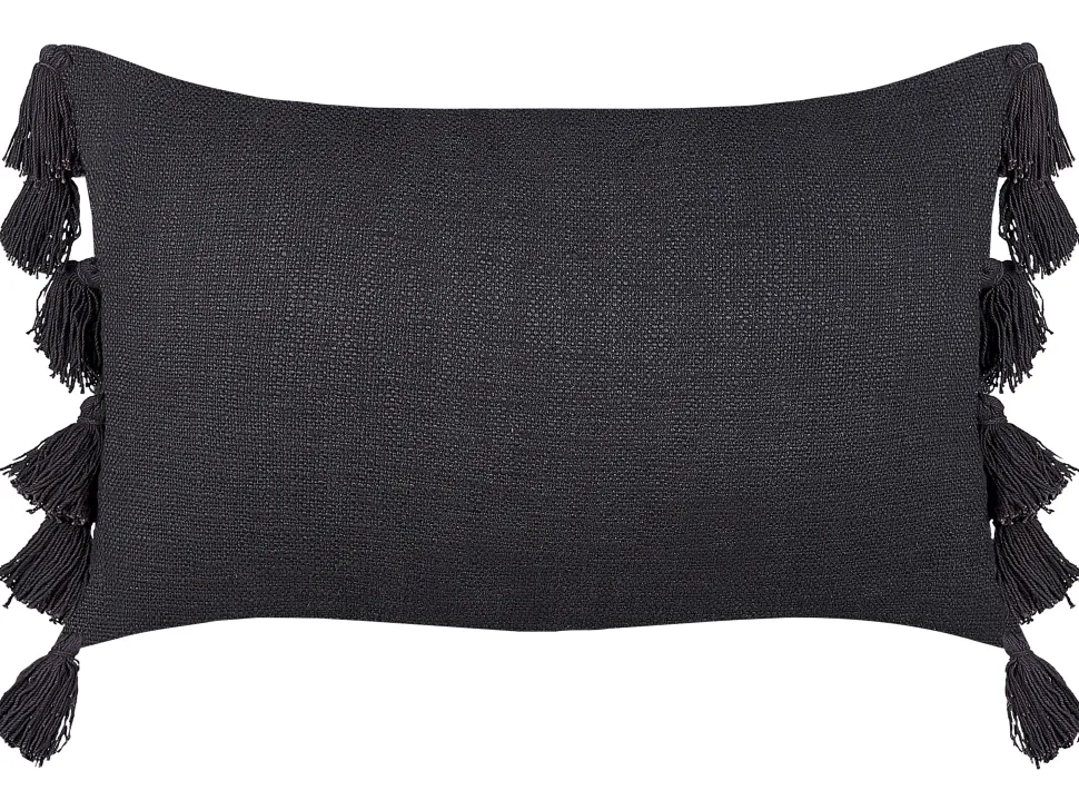 Dekokissen Baumwolle Grau Mit Quasten 35 X 55 Cm 2Er Set Lythrum