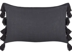 Dekokissen Baumwolle Grau Mit Quasten 35 X 55 Cm 2Er Set Lythrum