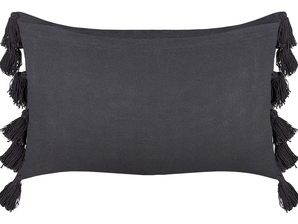 Dekokissen Baumwolle Grau Mit Quasten 35 X 55 Cm 2Er Set Lythrum