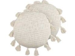 Dekokissen Baumwolle Hellbeige Mit Quasten 45 Cm 2Er Set Madia