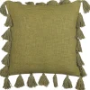 Dekokissen Baumwolle Olivgrun Mit Quasten 45 X 45 Cm Lynchis