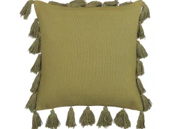 Dekokissen Baumwolle Olivgrun Mit Quasten 45 X 45 Cm Lynchis