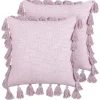Dekokissen Baumwolle Rosa Mit Quasten 45 X 45 Cm 2Er Set Lynchis