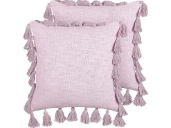 Dekokissen Baumwolle Rosa Mit Quasten 45 X 45 Cm 2Er Set Lynchis
