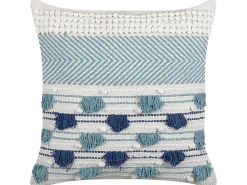 Dekokissen Baumwolle Weis/Blau Mit Quasten 45 X 45 Cm Datura