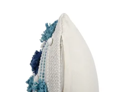 Dekokissen Baumwolle Weis/Blau Mit Quasten 45 X 45 Cm Datura