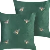 Dekokissen Bienenmuster Samtstoff Smaragdgrun Bestickt 45 X 45 Cm 2Er Set Talinum