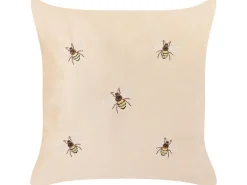 Dekokissen Bienenmuster Samtstoff Beige Bestickt 45 X 45 Cm 2Er Set Talinum