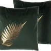 Dekokissen Blatt Samtstoff Dunkelgrun 45 X 45 Cm 2Er Set Fern
