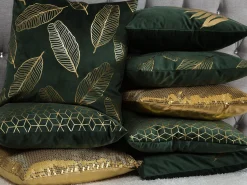 Dekokissen Blatt Samtstoff Dunkelgrun 45 X 45 Cm 2Er Set Fern