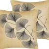 Dekokissen Blattermotiv Beige / Schwarz 45 X 45 Cm 2Er Set Wakad