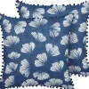 Dekokissen Blattermotiv Dunkelblau / Weis 45 X 45 Cm 2Er Set Dandelion