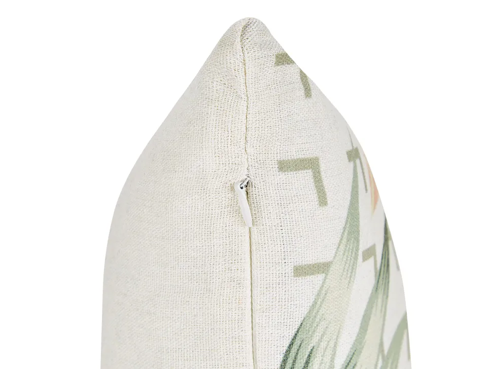 Dekokissen Blattermotiv Grun / Beige 45 X 45 Cm 2Er Set Rhapis