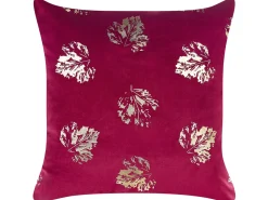 Dekokissen Blattmuster Samtstoff Goldrot 45 X 45 Cm 2Er Set Goldenrod