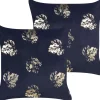 Dekokissen Blattmuster Samtstoff Schwarz 45 X 45 Cm 2Er Set Goldenrod