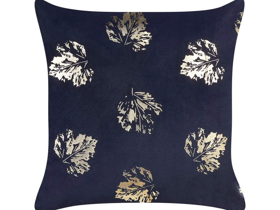Dekokissen Blattmuster Samtstoff Schwarz 45 X 45 Cm 2Er Set Goldenrod