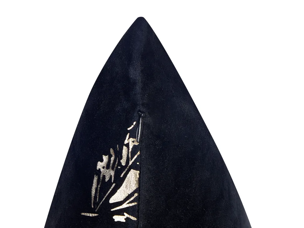 Dekokissen Blattmuster Samtstoff Schwarz 45 X 45 Cm 2Er Set Goldenrod