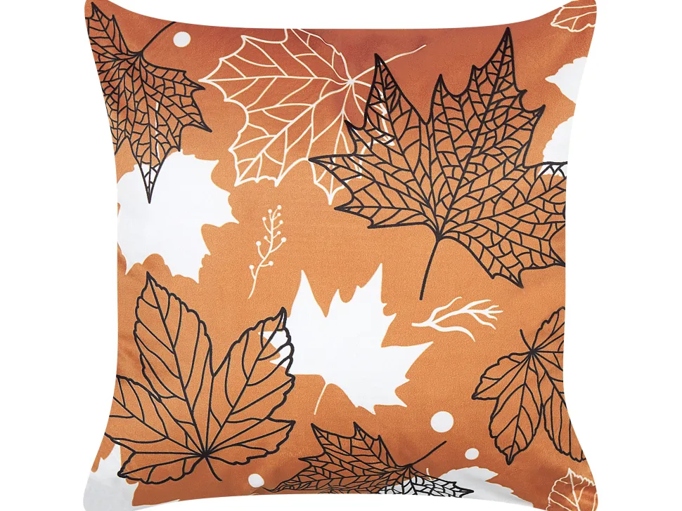 Dekokissen Blattmuster Samtstoff Orange 45 X 45 Cm Poinsettia