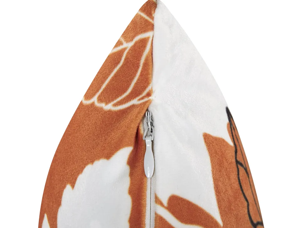 Dekokissen Blattmuster Samtstoff Orange 45 X 45 Cm Poinsettia