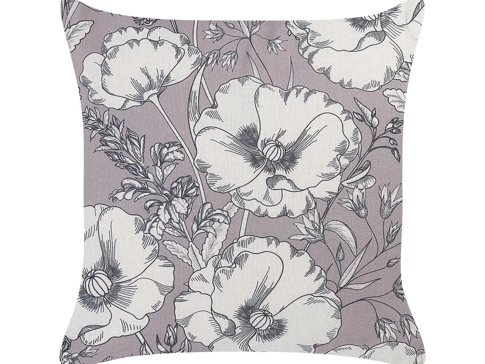 Dekokissen Blumenmotiv Grau / Weis 45 X 45 Cm 2Er Set Sophora