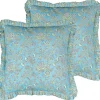 Dekokissen Blumenmuster Baumwolle Turkis Mit Ruschen 45 X 45 Cm 2Er Set Amoena