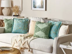 Dekokissen Blumenmuster Baumwolle Turkis Mit Ruschen 45 X 45 Cm 2Er Set Amoena