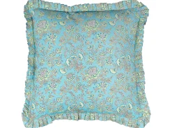 Dekokissen Blumenmuster Baumwolle Turkis Mit Ruschen 45 X 45 Cm 2Er Set Amoena