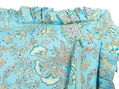 Dekokissen Blumenmuster Baumwolle Turkis Mit Ruschen 45 X 45 Cm 2Er Set Amoena