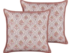 Dekokissen Blumenmuster Baumwolle Rot / Cremeweis 45 X 45 Cm 2Er Set Picea