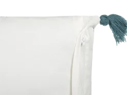Dekokissen Blumenmuster Baumwolle Weis/Blau Mit Quasten 45 X 45 Cm 2Er Set Cornus