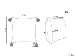 Dekokissen Blumenmuster Baumwolle Senfgelb / Weis Mit Quasten 45 X 45 Cm 2Er Set Biloba