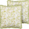 Dekokissen Blumenmuster Baumwolle Hellgrun / Weis Mit Fransen 45 X 45 Cm 2Er Set Filix