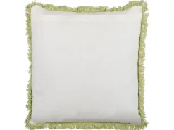 Dekokissen Blumenmuster Baumwolle Hellgrun / Weis Mit Fransen 45 X 45 Cm 2Er Set Filix