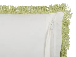 Dekokissen Blumenmuster Baumwolle Hellgrun / Weis Mit Fransen 45 X 45 Cm 2Er Set Filix