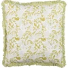 Dekokissen Blumenmuster Baumwolle Hellgrun / Weis Mit Fransen 45 X 45 Cm Filix
