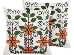 Dekokissen Blumenmuster Mehrfarbig Bestickt 50 X 50 Cm 2Er Set Vellore
