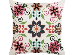 Dekokissen Blumenmuster Mehrfarbig Bestickt 50 X 50 Cm Bahraich