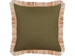 Dekokissen Blumenmuster Samtstoff Blau / Orange Mit Fransen 45 X 45 Cm 2Er Set Mitella