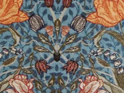Dekokissen Blumenmuster Samtstoff Blau / Orange Mit Fransen 45 X 45 Cm 2Er Set Mitella