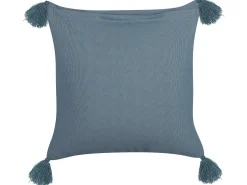 Dekokissen Blumenmuster Samtstoff Dunkelblau Mit Quasten 45 X 45 Cm Ribes