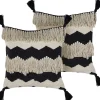 Dekokissen Chevron-Muster Mit Fransen Beige / Schwarz 45 X 45 Cm 2Er Set Hydrangea