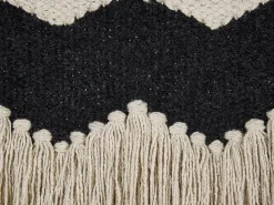 Dekokissen Chevron-Muster Mit Fransen Beige / Schwarz 45 X 45 Cm 2Er Set Hydrangea