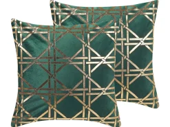 Dekokissen Dunkelgrun / Gold 45 X 45 Cm 2Er Set Cassia