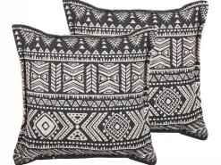 Dekokissen Ethno Muster Schwarz / Beige 45 X 45 Cm 2Er Set Sirvan