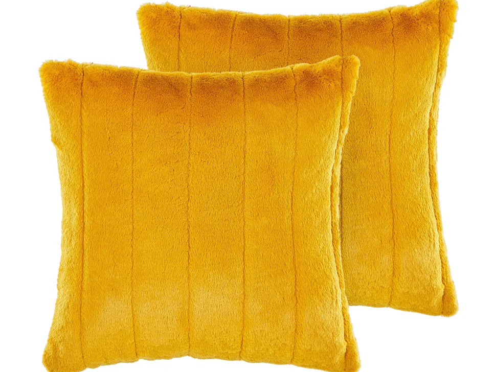 Dekokissen Felloptik Gelb 45 X 45 Cm 2Er Set Pumila